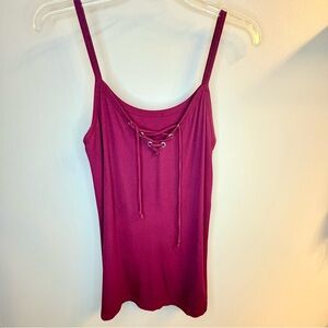 Raspberry Lace Up Tank Longline Tank Top